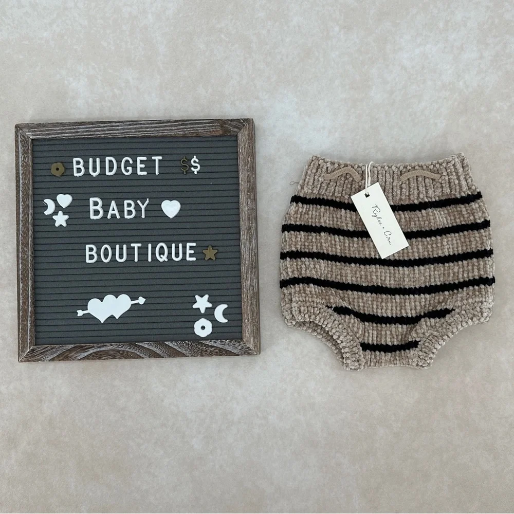 New Rylee + Cru Tan and Black Striped Chenille Bloomers